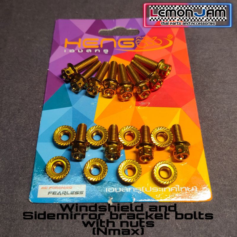 windshield and sidemirror bracket gold bolts and gold nuts(nmax