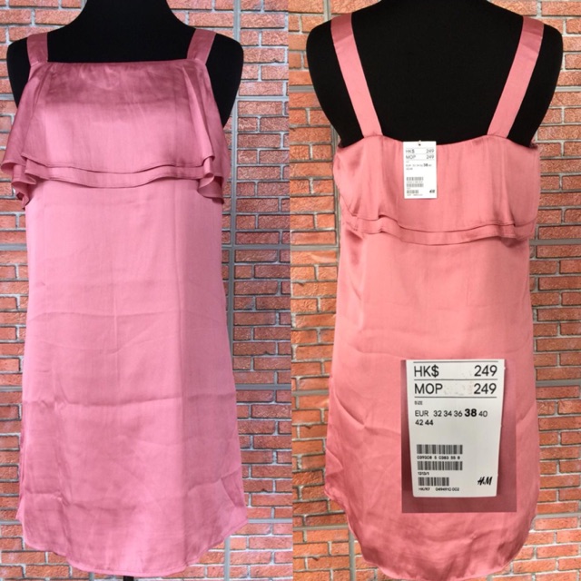 h&m pink satin dress