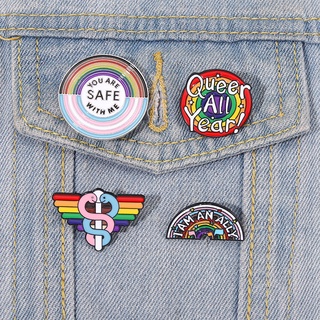 You Are Safe with Me Enamel Pin Creative Rainbow Pride Brooches Lapel Pin Badge Cartoon Rainbow Jewelry Gift for Lover Friends #2