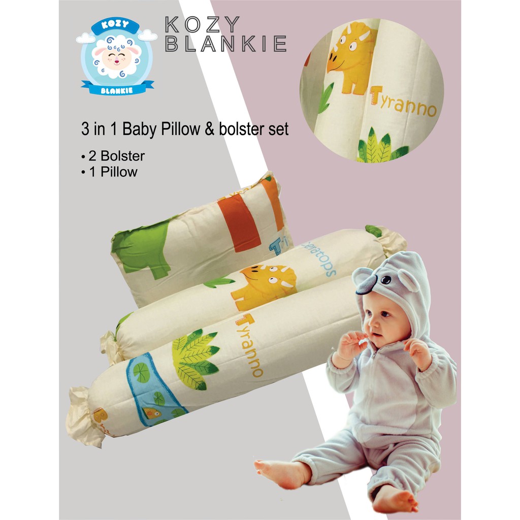 Baby 3in1 Set Headpillow and Bolsters (Dinosaur) Shopee Philippines