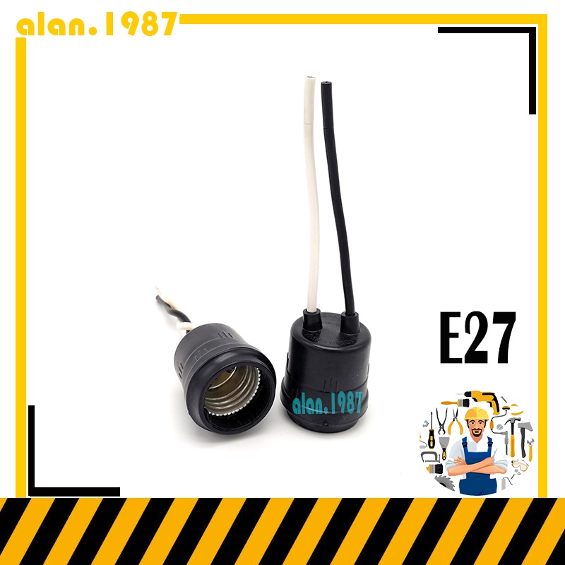 E27 plastic base screw socket light bulb hanging socket holder Shopee