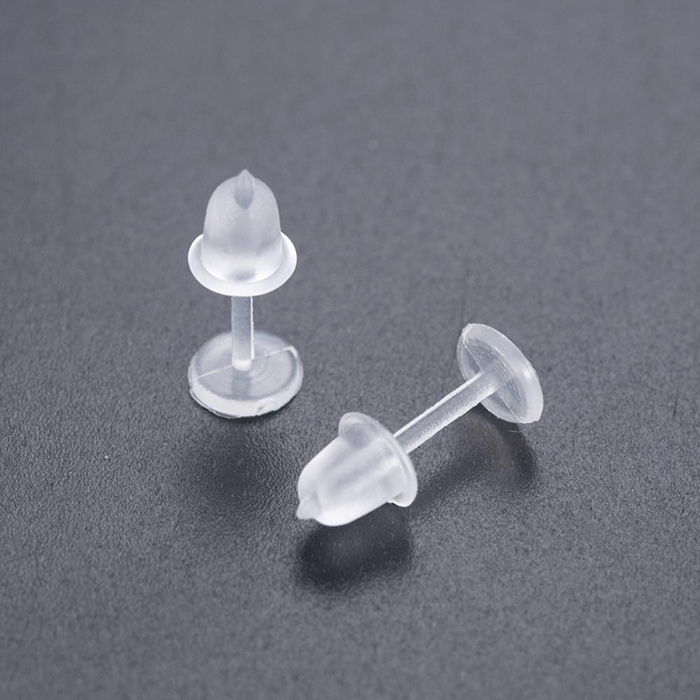50 Pair General Purpose Clear Plastic Anti-Allergy Ear Stud Replacement Plug #7