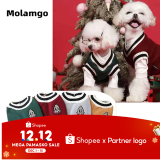 MOLAMGO Pet clothes dog clothes campus style sweater vest V-neck vest soft breathable college style