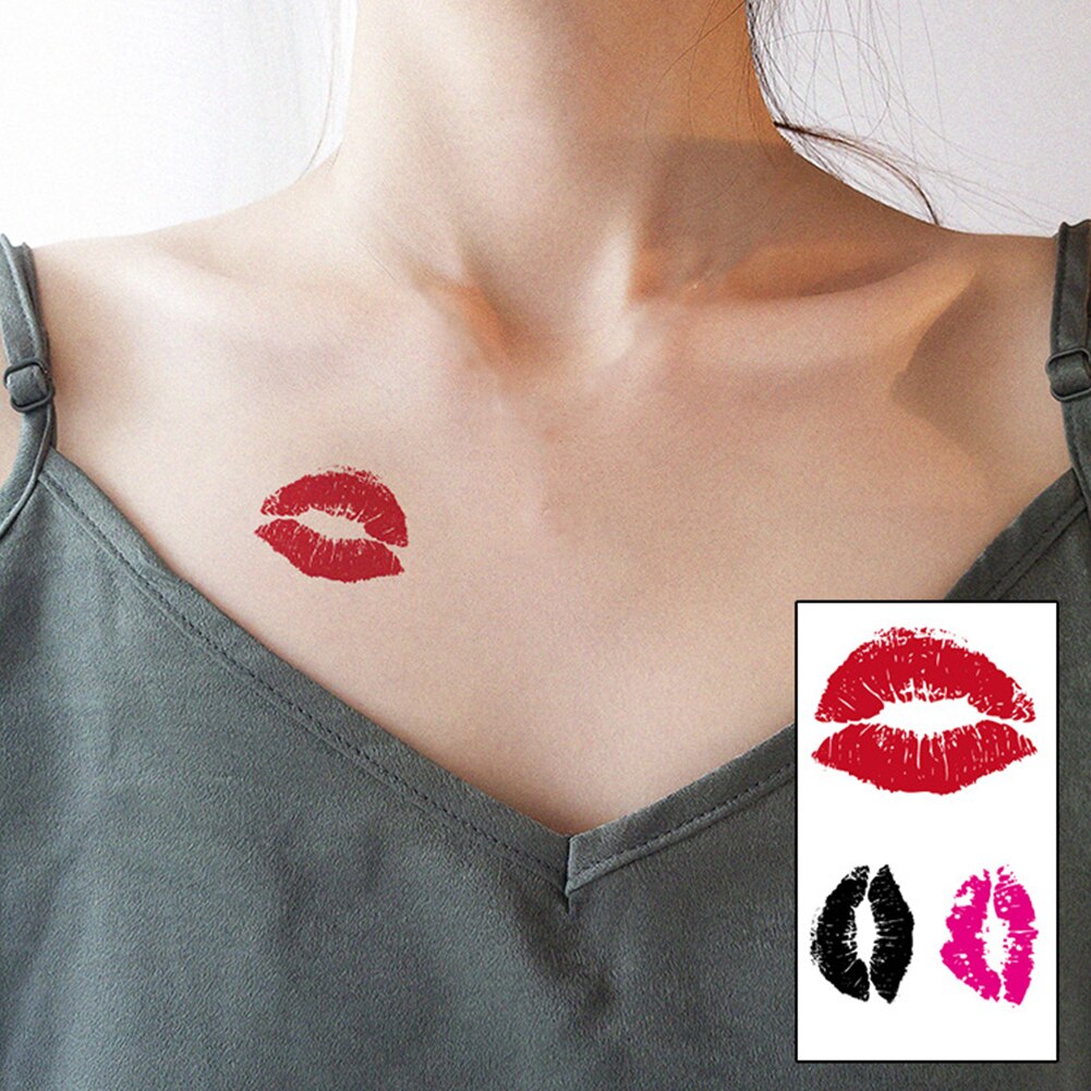 Tattoo on neck red lips Red Lips