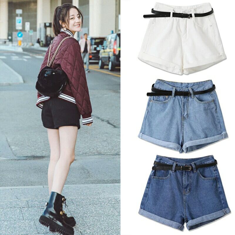 Women High Waist Denim Shorts Korean Fashion Criming Short Jeans Shopee Philippines