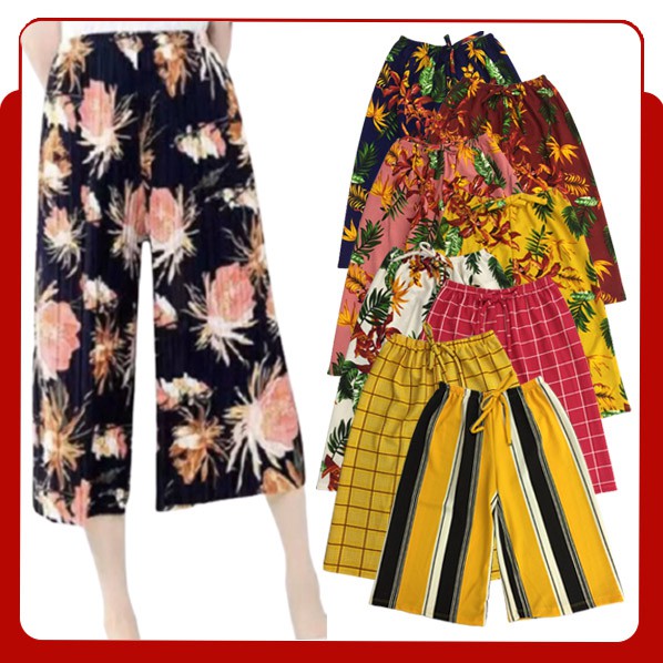 Women's Printed Square Pants Cropped Assorted Design COD Shopee