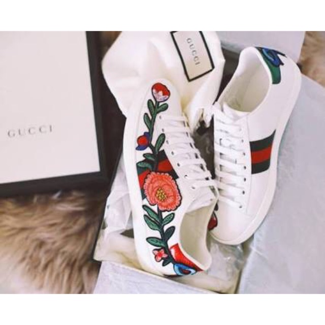 gucci floral wedges