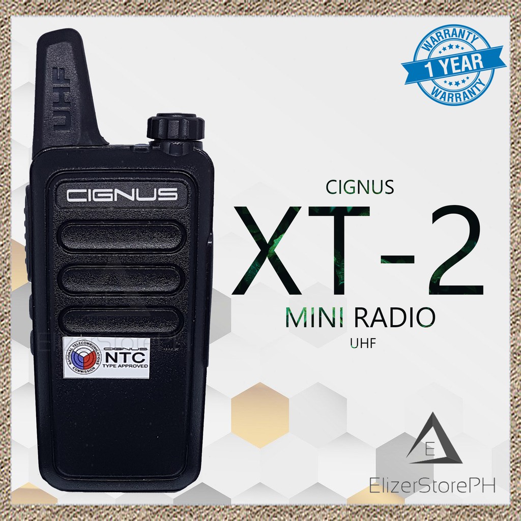 Cignus XT2 UHF 2 Watts Mini Two Way Radio with NTC Sticker NTC Type