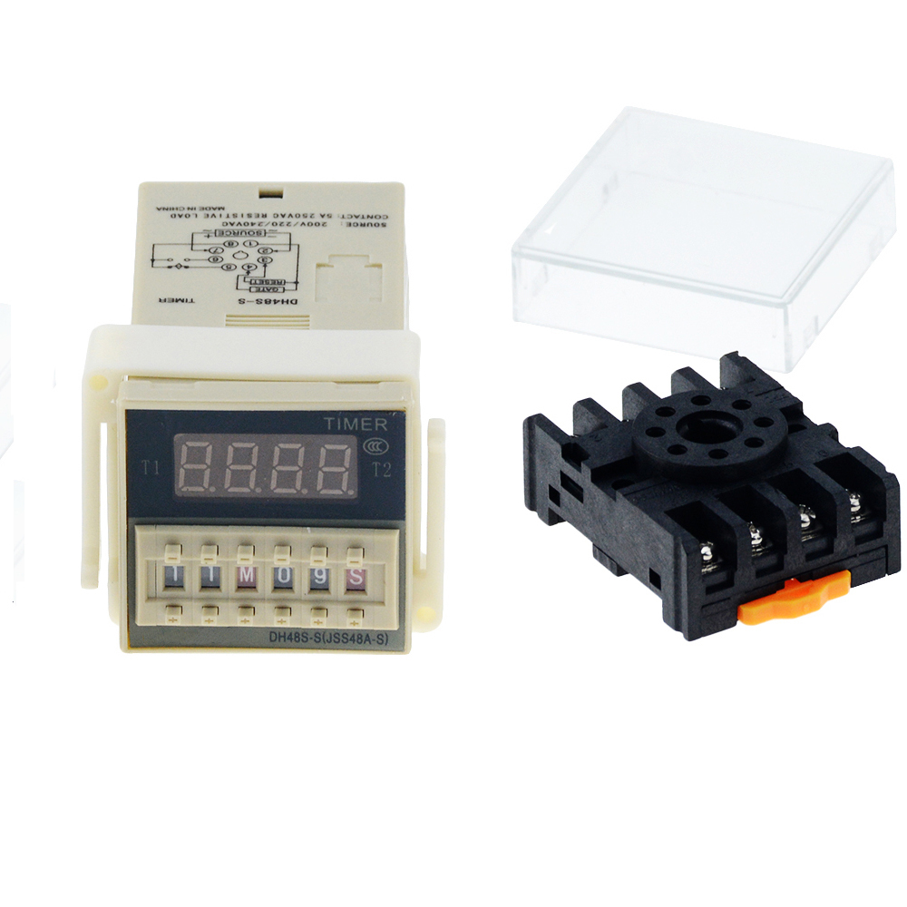 1PCS DH48S-S AC 220V repeat cycle SPDT time relay with socket DH48S series 220V 