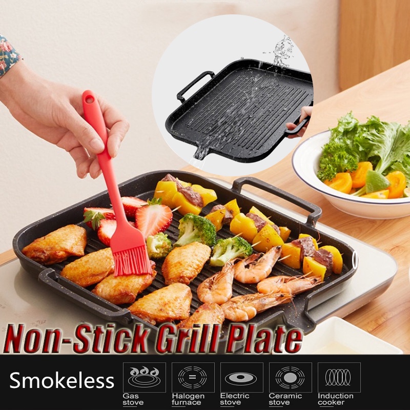 Grill Plate Griller Samgyupsal Non Stick Frying Pan Aluminum Korean BBQ ...