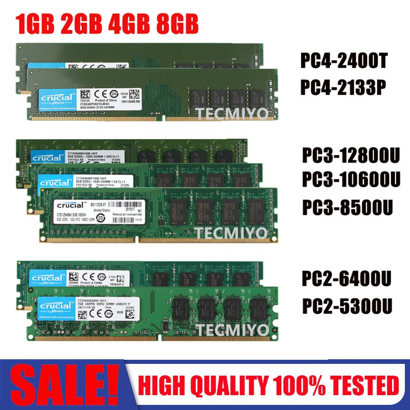 Crucial 2gb 4gb 8gb 667 800 1333 1600 2133 2400mhz Ddr4 Ddr3 Ddr2 Pc3 8500 Pc2 6400 5300 Pc4 Pc Ram Desktop Dimm Memory Shopee Philippines