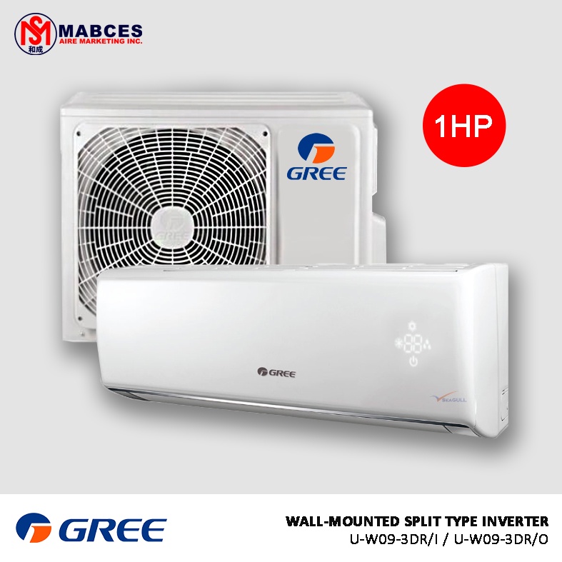 Gree 1hp Wall Mounted Split Type Inverter Aircon U W09 3dr Io Ps Shopee Philippines 8053