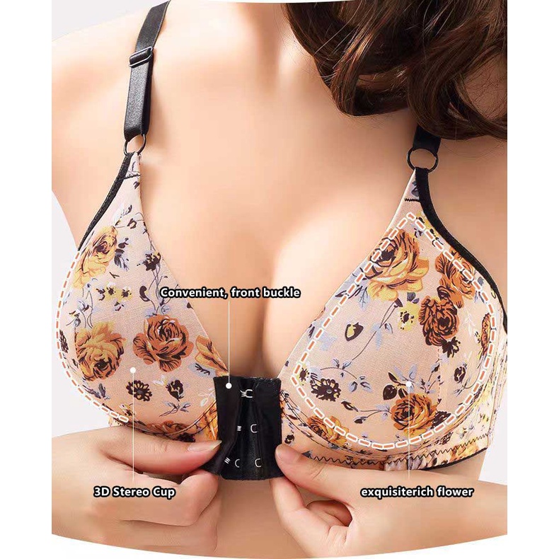 Women Front Button Bra without padding Plus Size bras Cotton Wireless