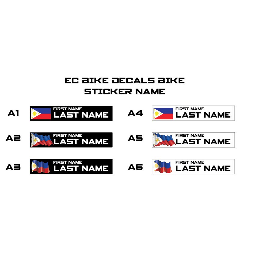 BIKE STICKER NAME PHILIPPINE FLAG 5 PCS Shopee Philippines