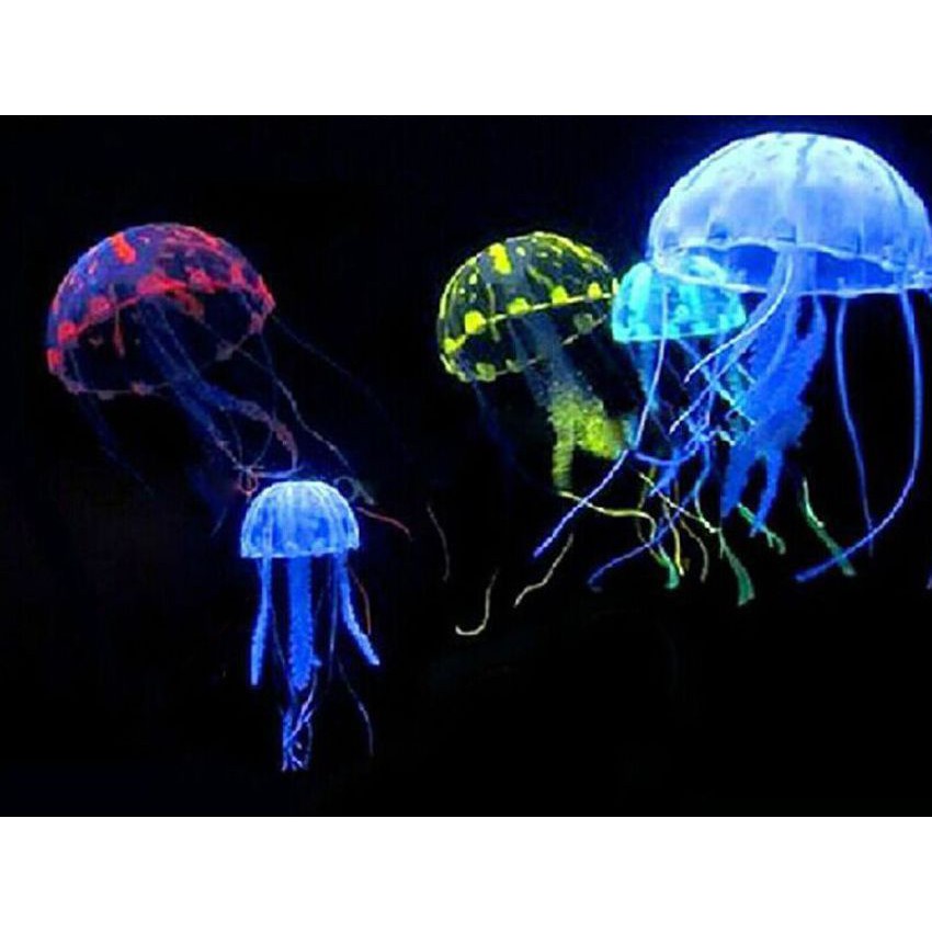 Glowing Effect Fish Tank Decor Aquarium Artificial Silicone Vivid Jellyfish {HDZ} #4