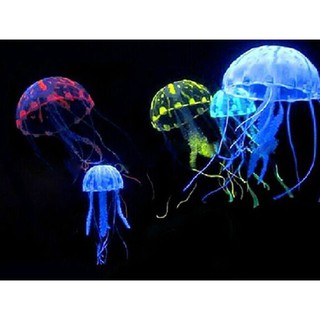 Glowing Effect Fish Tank Decor Aquarium Artificial Silicone Vivid Jellyfish {HDZ} #4
