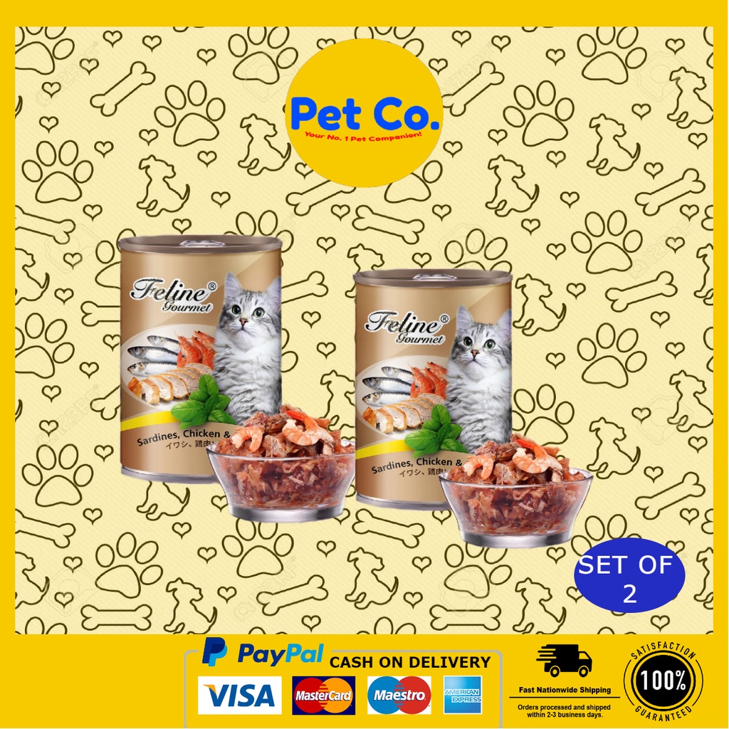 Feline Gourmet Cat Wet Food in Can 400g Tuna and Sardine set of 2