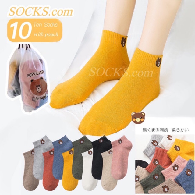 IVT Set of 10 Pair Printed Bear Ankle Socks Couple Socks Unisex Fashion ...