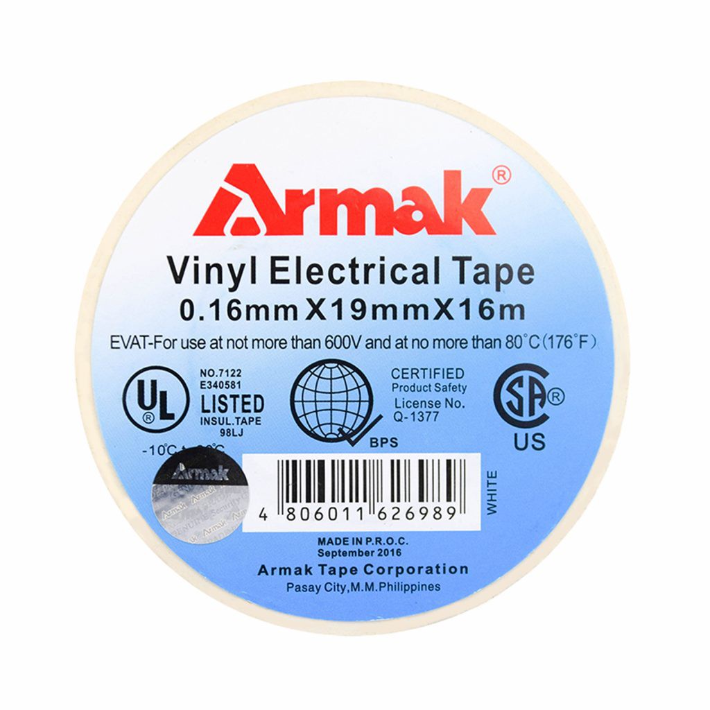 Armak Electrical Tape White 16 Meters Vinyl Electric Tape Shopee