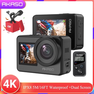 AKASO Brave 7 Action Camera 4K30FPS 20MP WiFi Touch Screen IPX8 5M/16FT Waterproof EIS 2.0 Vlog Camera free external mic