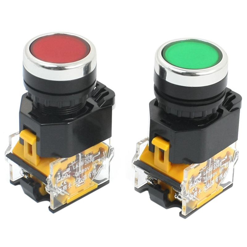 2pcs 22mm Mount 10a 380v Dpst Red Green Momentary Push Button Switch Shopee Philippines 