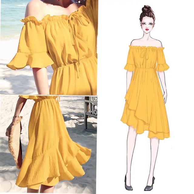 Summer Outfit Fashion Off Shoulder Dress | Shopee Philippines