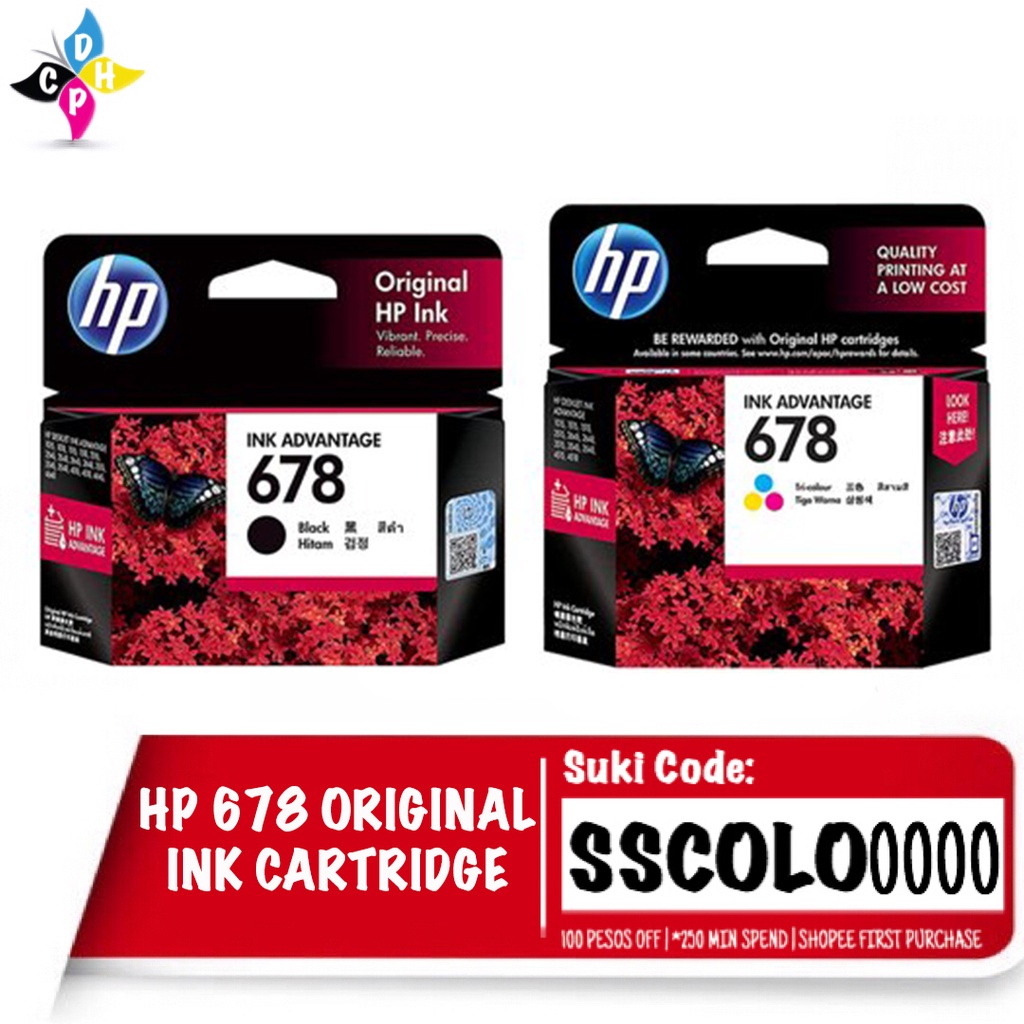 HP 678 Original Ink Cartridge Advance ( Black / TriColor ) Shopee