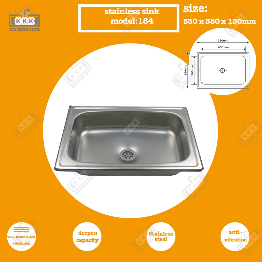 KKK 14x20 stainless steel kitchen sink single bowl Shopee Philippines