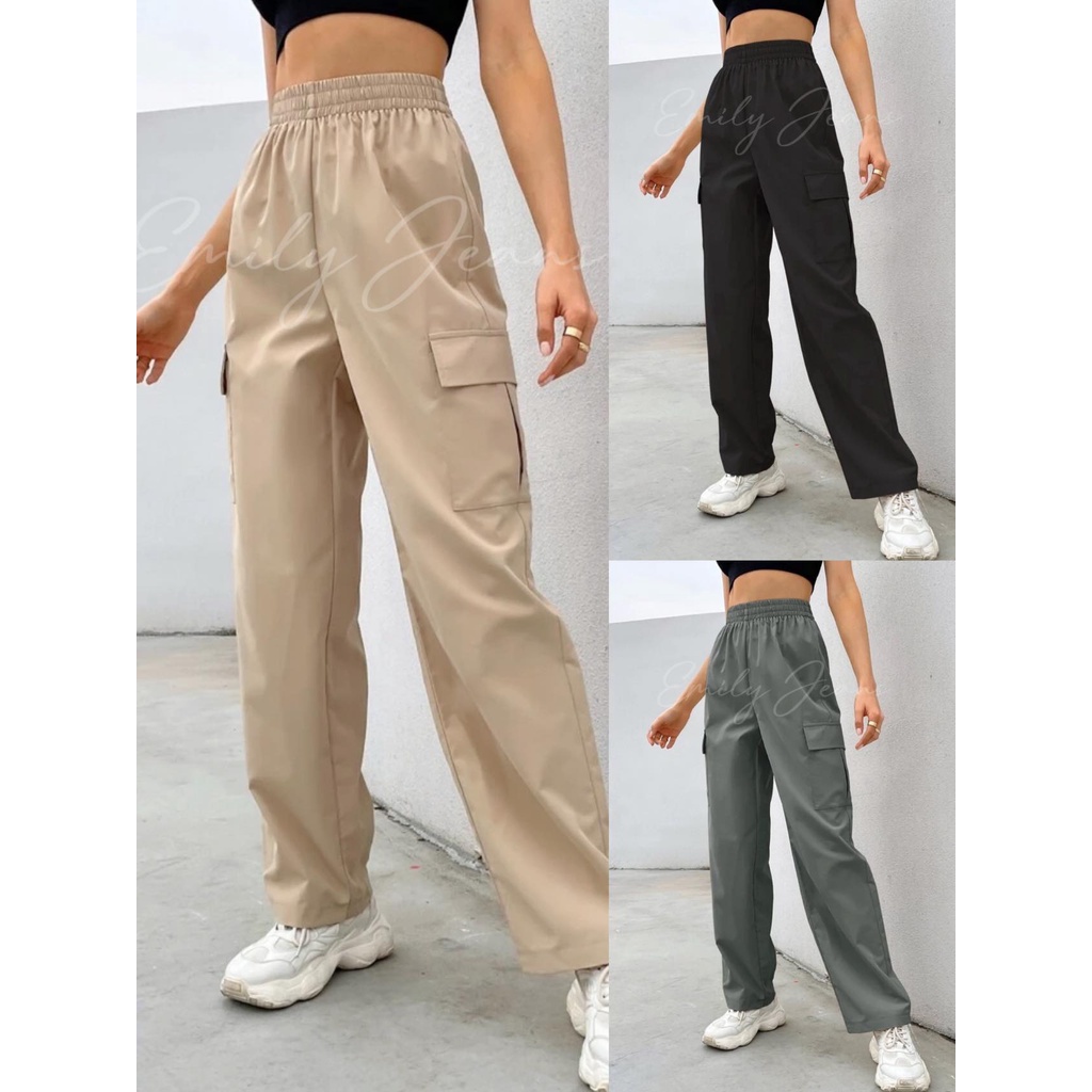 EMILY Flap Cargo Pants Woven High Quality Fabric with Side Pocket ...