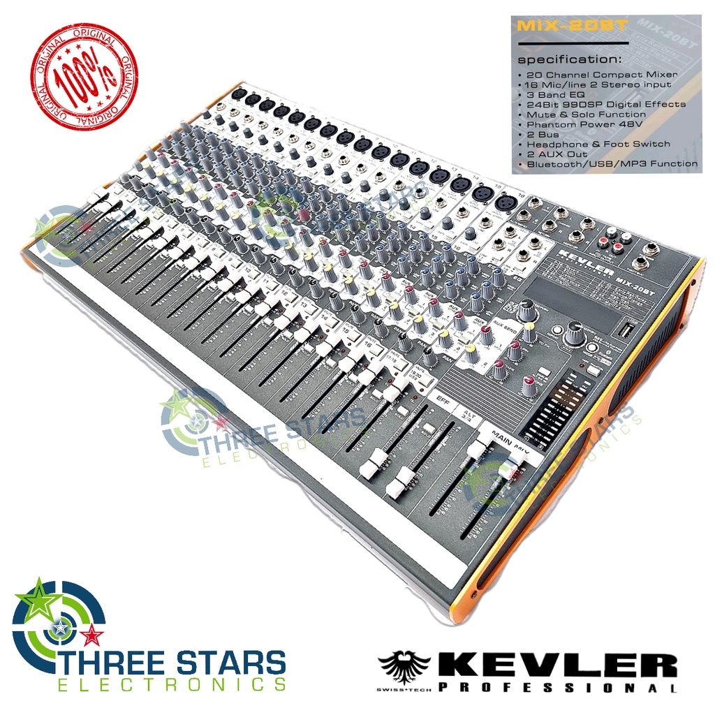 2022 Kevler MIX-20BT Professional Mixer with 20 Channel 24 Bit 99 DSP