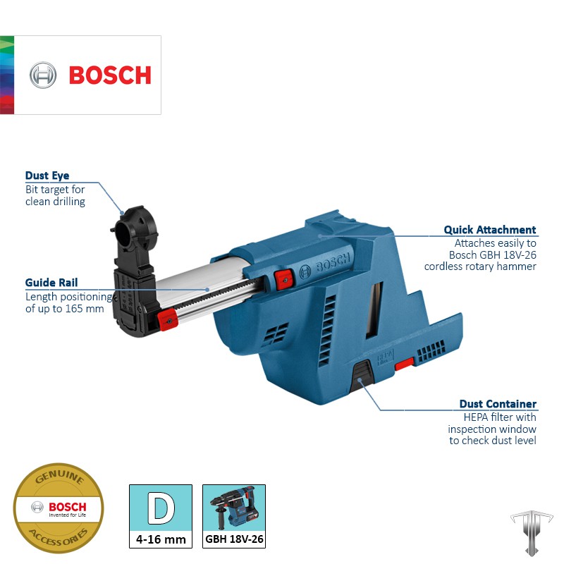 Bosch Gde 18v 16 Professional Cordless Dust Extraction System For Bosch Gbh 18v 26 Rotary Hammer Shopee Philippines