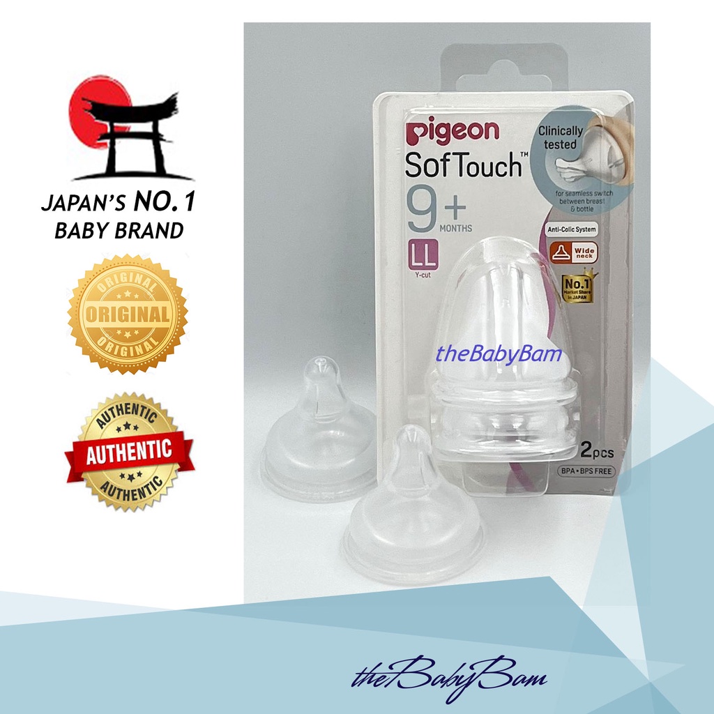 Pigeon SofTouch Peristaltic PLUS 9+ Wide-Neck (LL) Nipple For 9mos and above