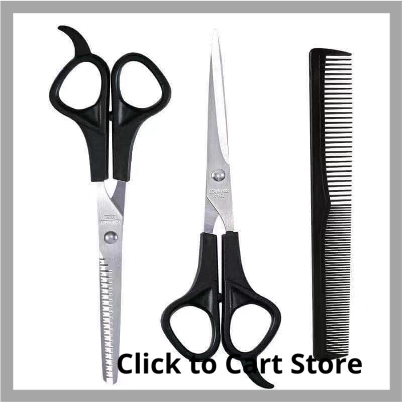 Professional 6 inch Black cut hair scissors with comb haircut scissor