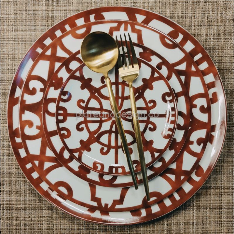 Ceramics Dinnerware Dinner Plate 10.5" ( Hermes Voyage Inspired