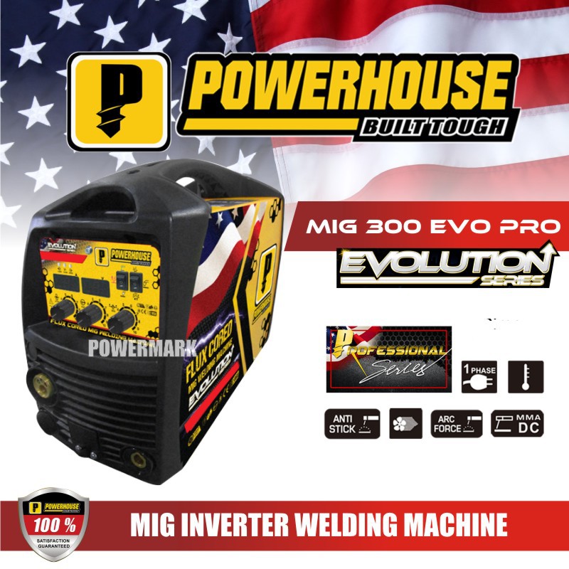 Powerhouse MIG 300 EVO PRO Gas / Gasless MIGWELD Flux Cored Dual MIG