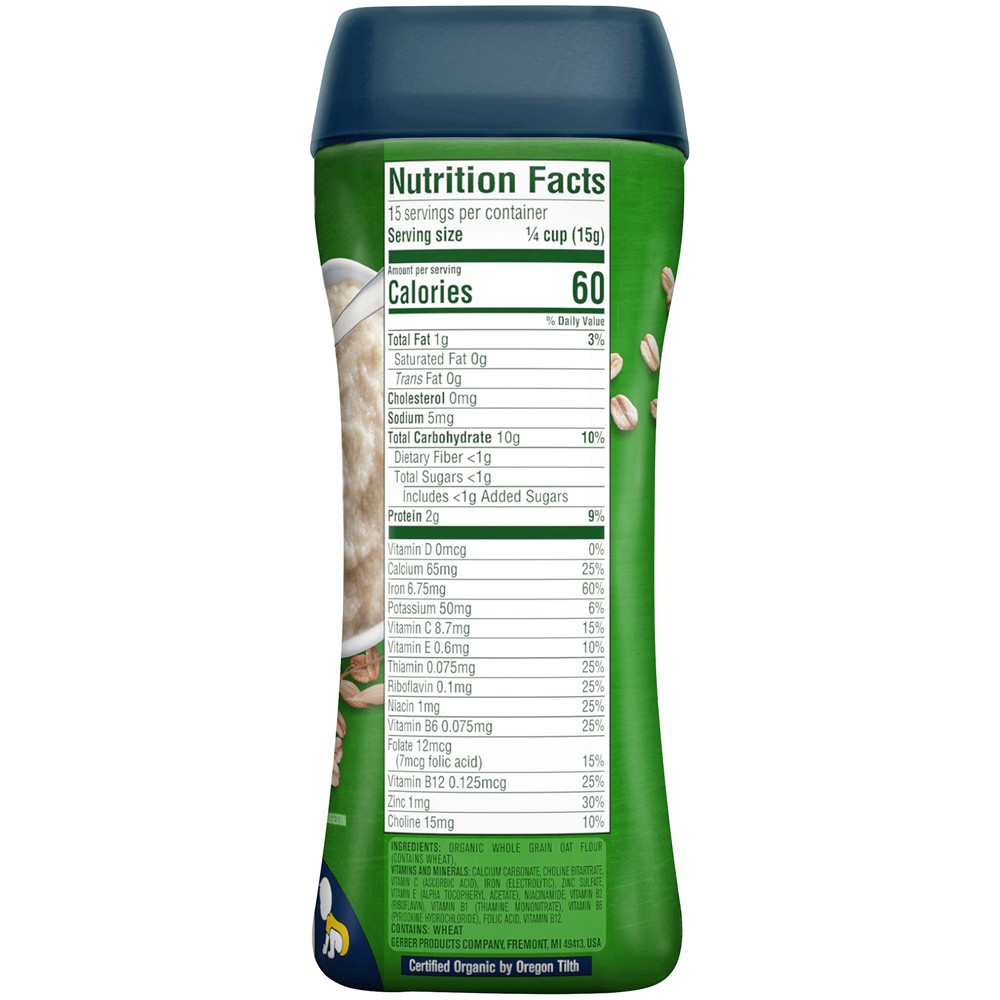 gerber organic oatmeal baby cereal