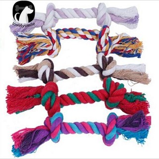 NEW+Funny Creative Pet Puppy Dog Chew Knot Toy Cotton Braided Bone Colorful Rope