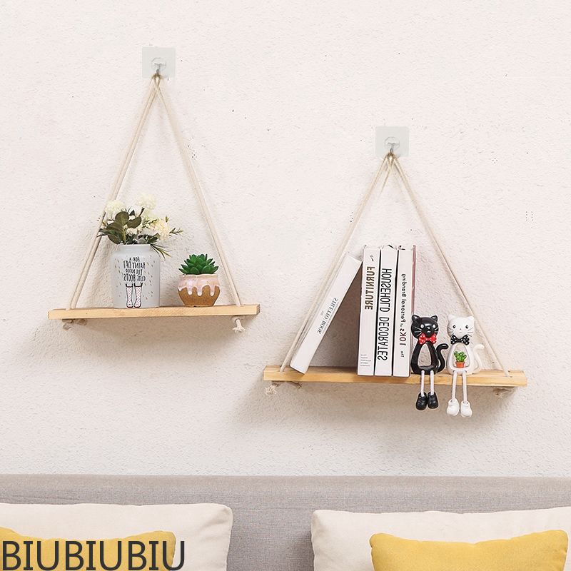 Twine Wooden Wall Shelf Flower Pot Rack Nordic Style Storage Rack Room Storage Swing Shelf Home Wall Hanging Biu Shopee Philippines