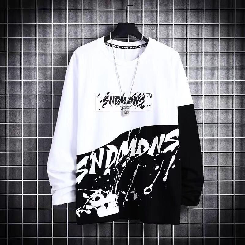 Men's long-sleeve t-shirt men Harajuku Layered-look loose clothes ...