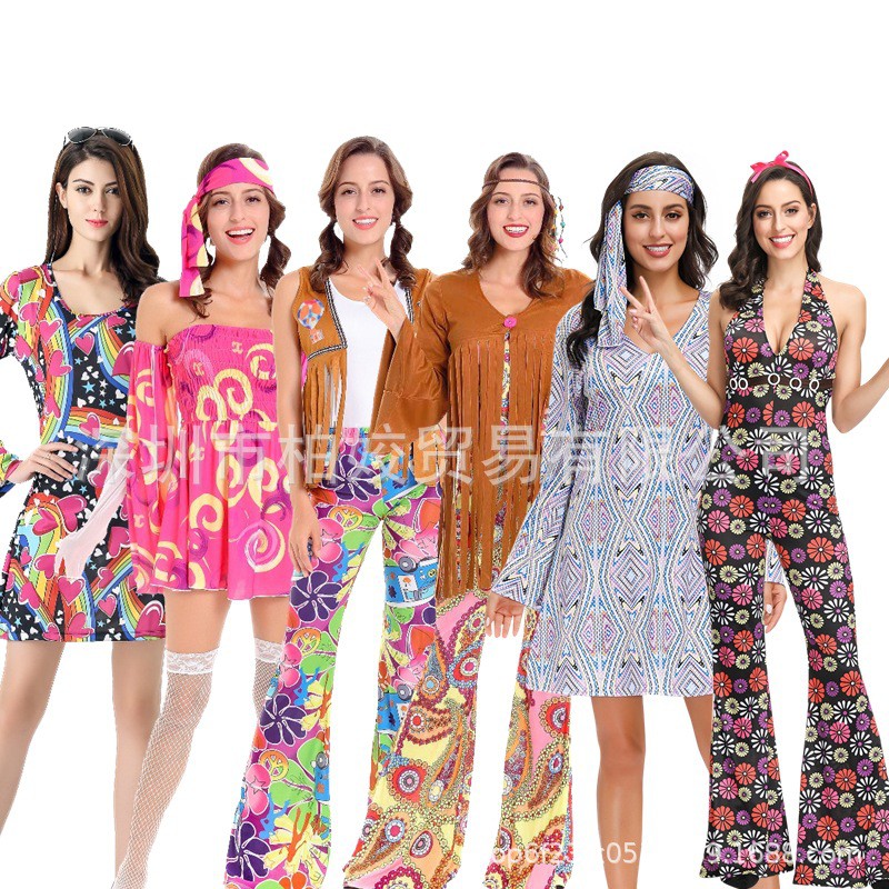 One-Piece Printed Flared Pants Suit Hippie Fashion Autumn And Summer  Western Flower Jumpsuit | Shopee Philippines