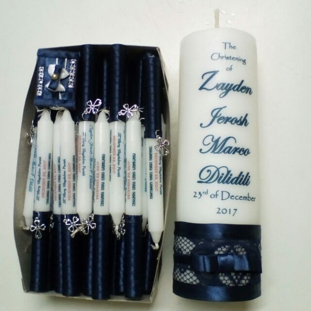 baptism candle set for boy