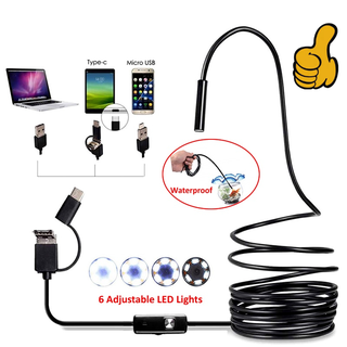 【Ship From Manila】3 in 1 USB Endoscope Waterproof Endoscope Industrial Borescope Black HD Camera Type-C USB Video Compatible Phones/Tablets/Computers