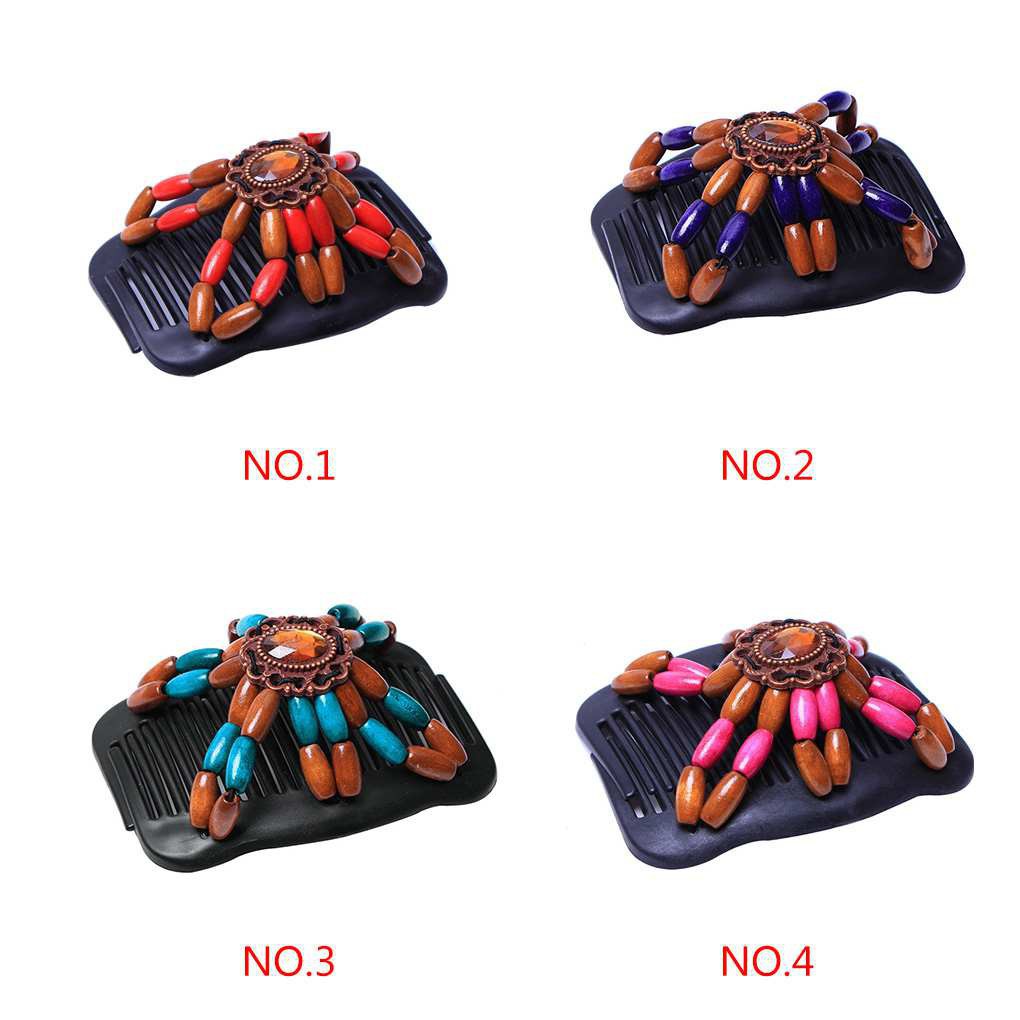 Beaded Thick Hair Clip Beads Elastic Hairpin Bun Maker Pins Hair