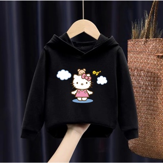 ️Ready Stock️ Hello Kitty Girls Hello Kitty Hoodie Girls Printed Hoodie Loose Long Sleeve Jacket Fleece Jacket #4