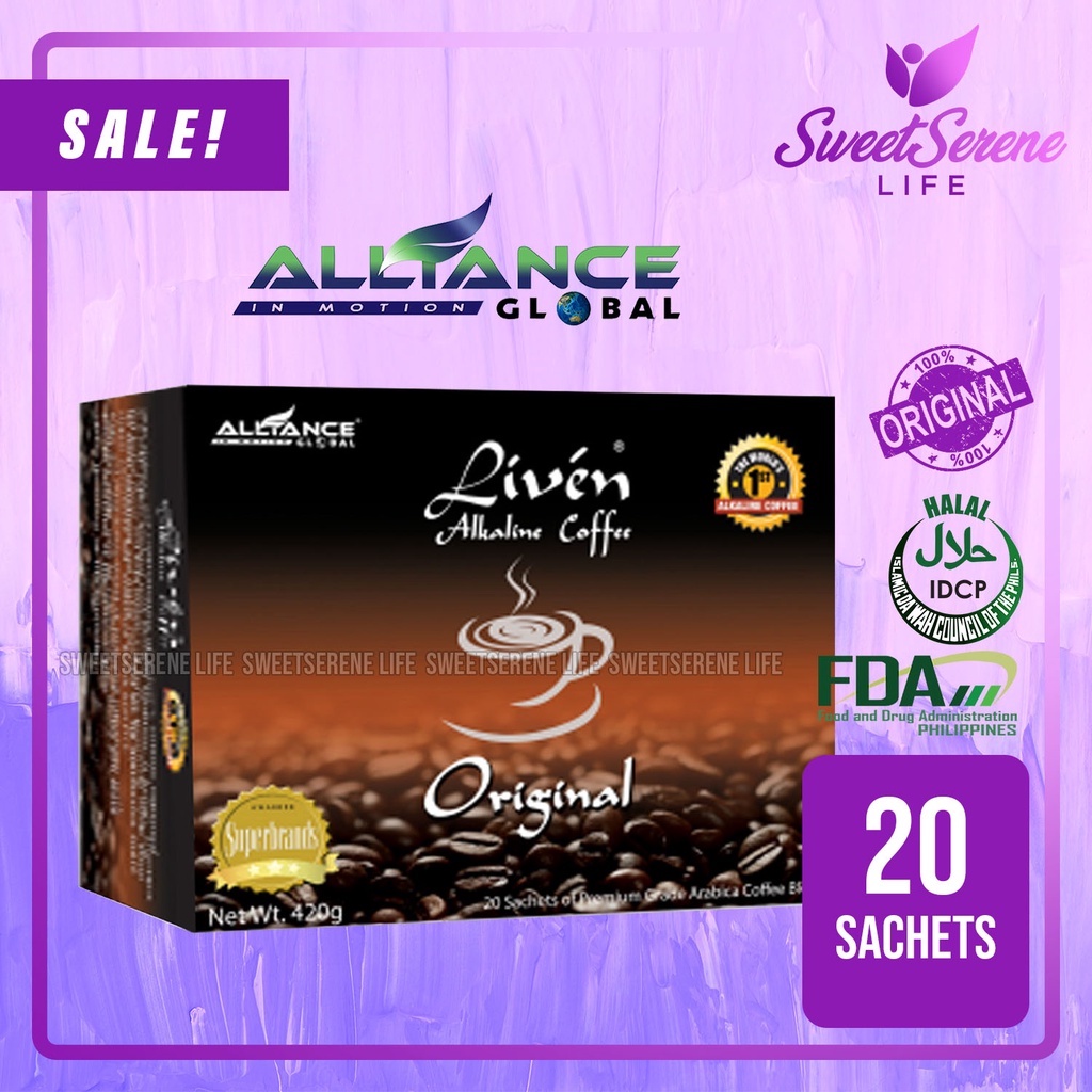 Liven Alkaline Coffee Original (20 Sachets) Alkaline Coffee Shopee