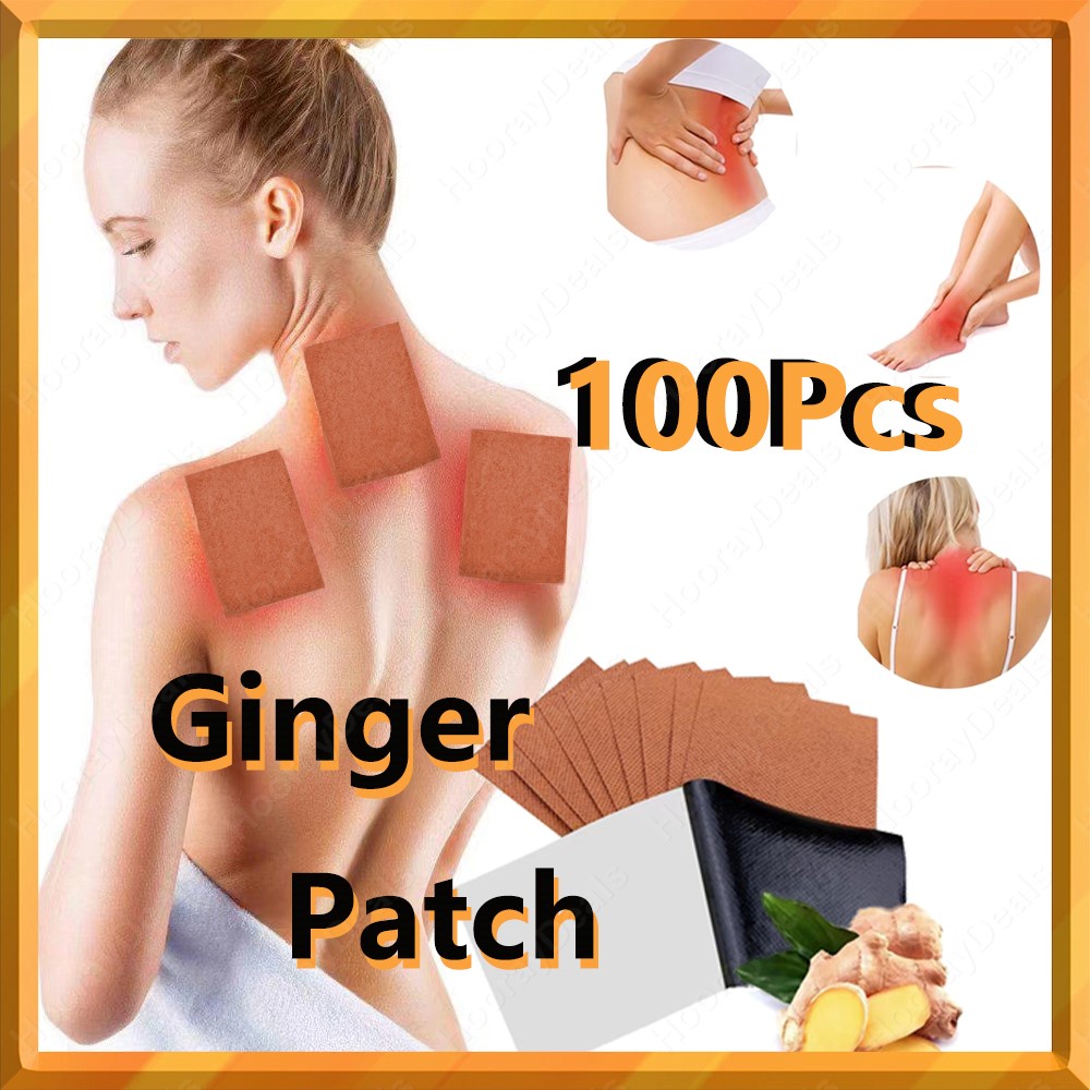100Pcs Ginger Patches Heating Foot Pad Hot Compress Paster Pure Nature