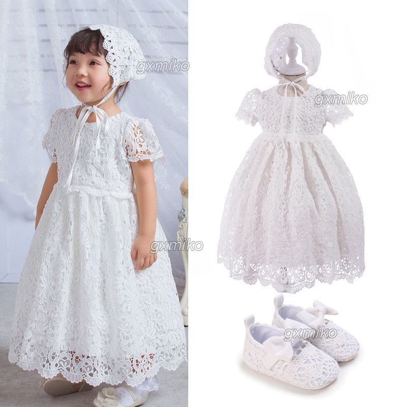 Christening Dress for Baby Girl Baptismal White Princess Gown Lace