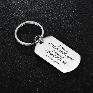 XIAPISTORE Couple Keychain I Fucking Love You Dog Tag Pendant Key Ring Letter Lover Gift #1
