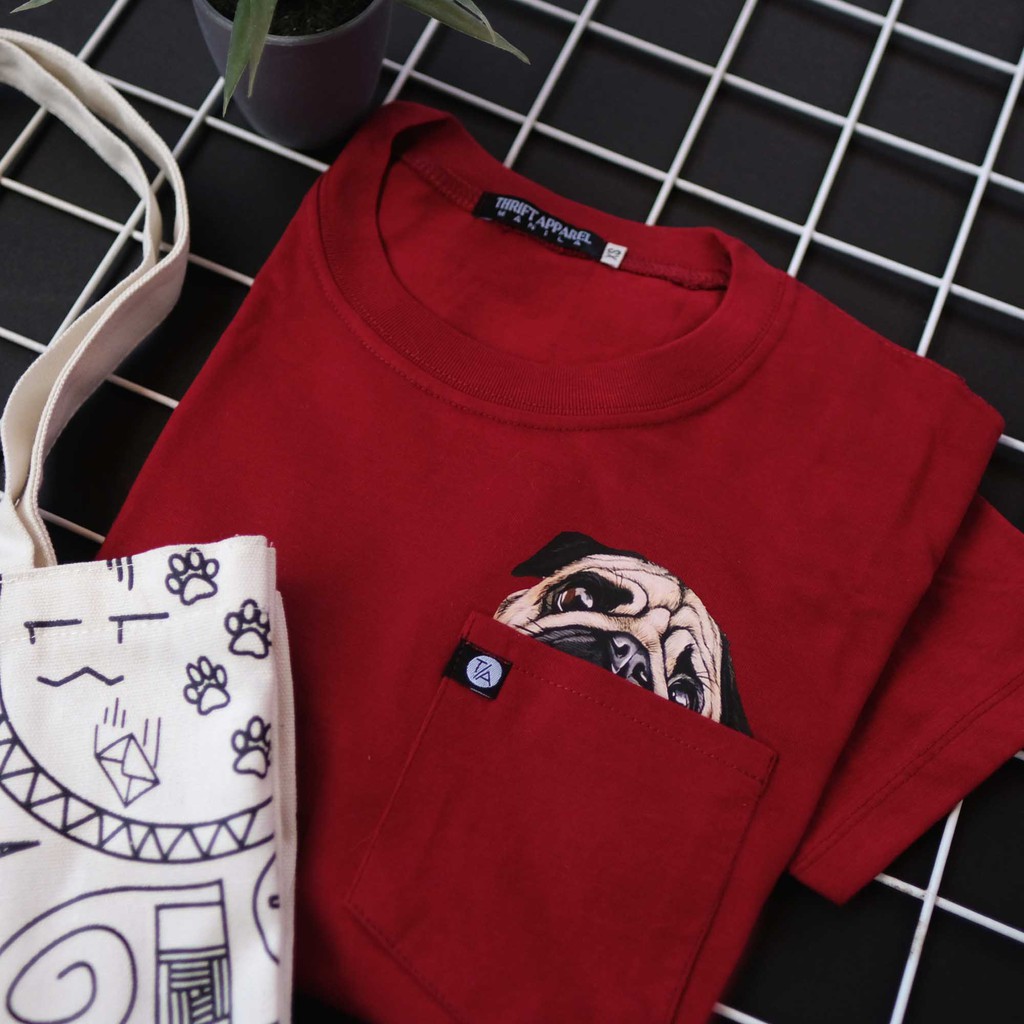 pug in pocket t shirt
