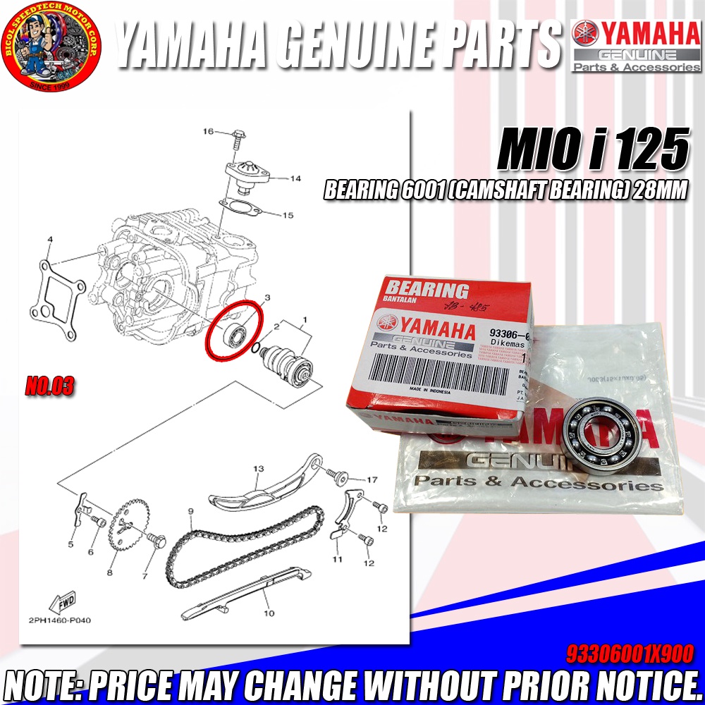 MIO i 125 BEARING 6001"CAMSHAFT BEARING" 28MM (YGP) (GENUINE 93306001X9) Shopee Philippines